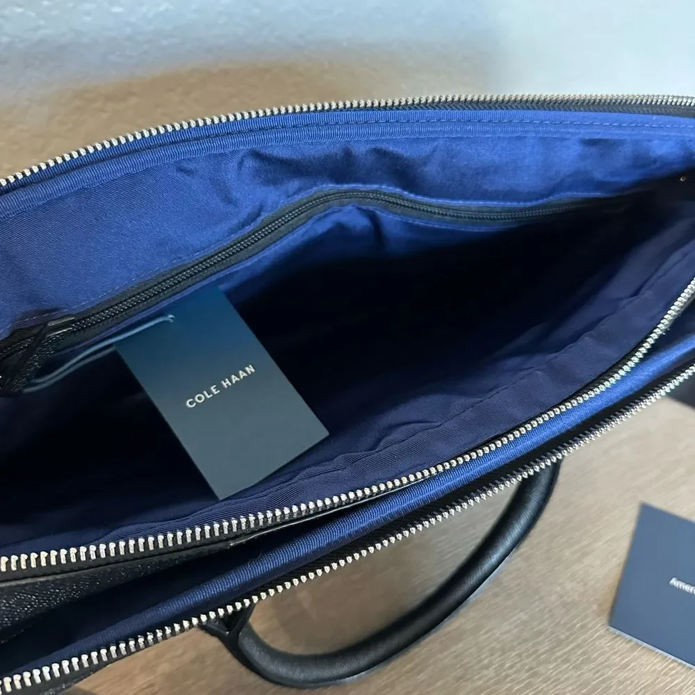 Cole Haan American Airlines Black Leather Travel Laptop Bag